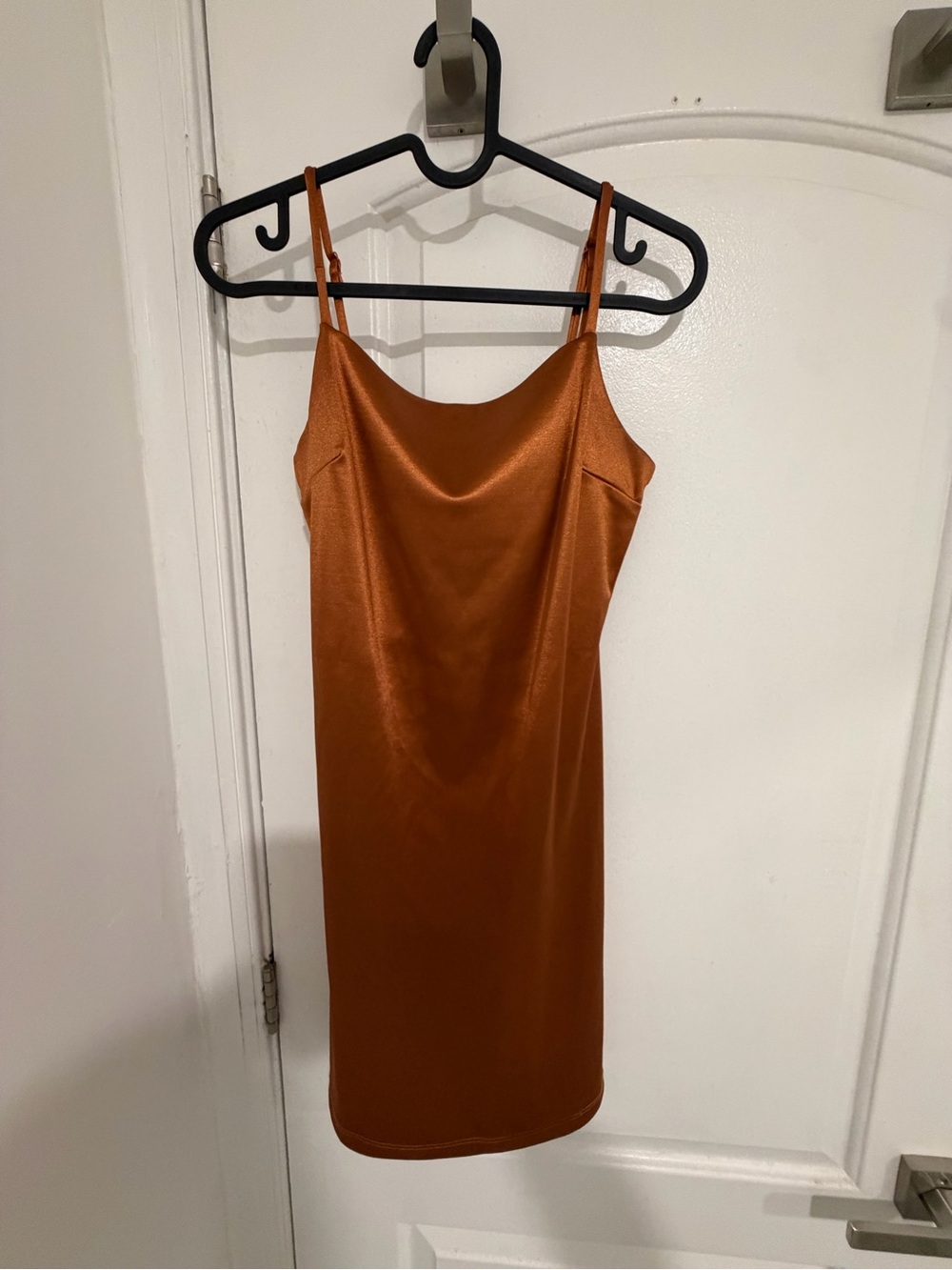 Satin Slip Dress in Burnt Orange